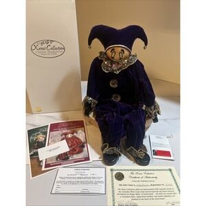 Xenis Hand painted Doll From The Corbett Series rare music box 2001 jester